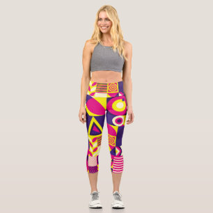 Pop art, colourful geometric shapes. capri leggings