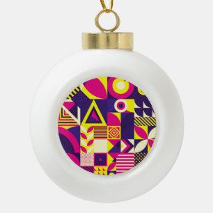 Pop art, colourful geometric shapes. ceramic ball christmas ornament