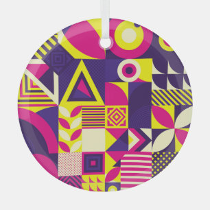 Pop art, colourful geometric shapes. glass ornament