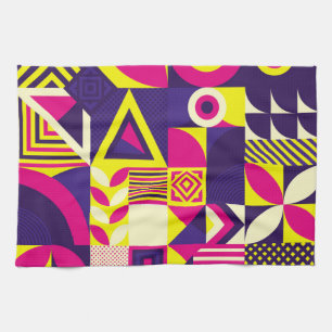 Pop art, colourful geometric shapes. kitchen towel