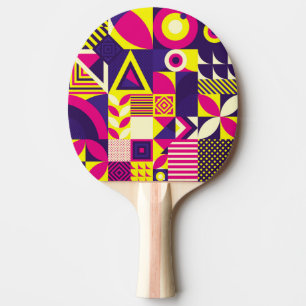 Pop art, colourful geometric shapes. ping pong paddle
