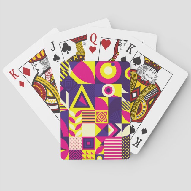 Pop art, colourful geometric shapes. playing cards (Back)