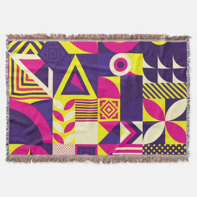 Pop art, colourful geometric shapes. throw blanket (Front)