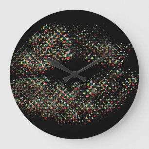 Pop Art Colourful Lips Large Clock