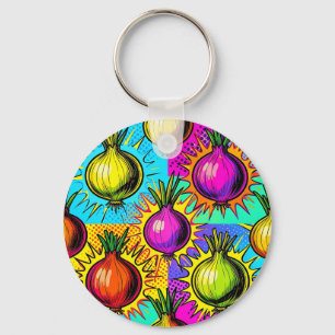 Pop Art Colourful Onions Keychain