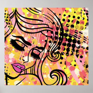 Pop art, colourful vintage lady. poster