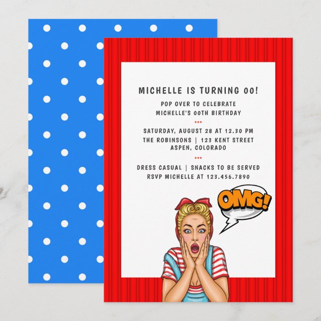 Pop Art Comic Anniversaire Fête Invitation (Devant / Derrière)