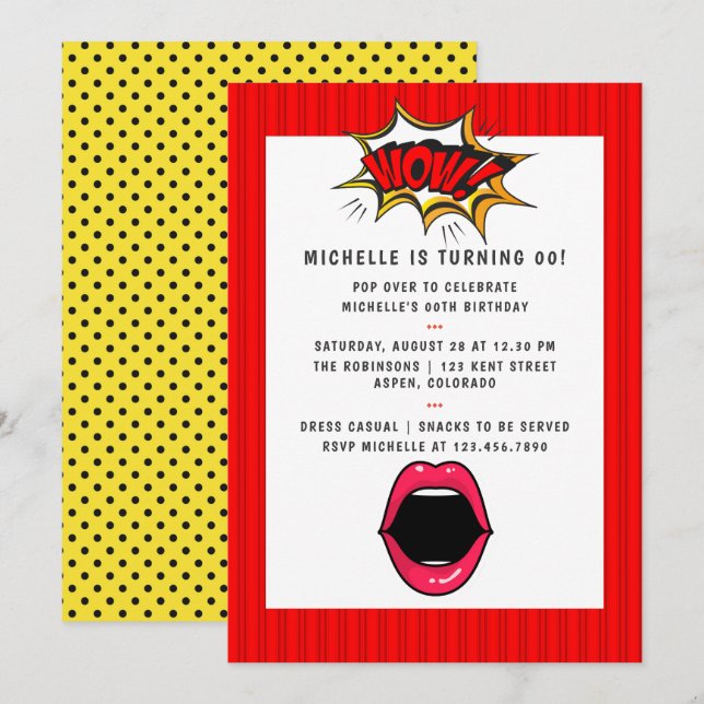 Pop Art Comic Anniversaire Fête Invitation (Devant / Derrière)