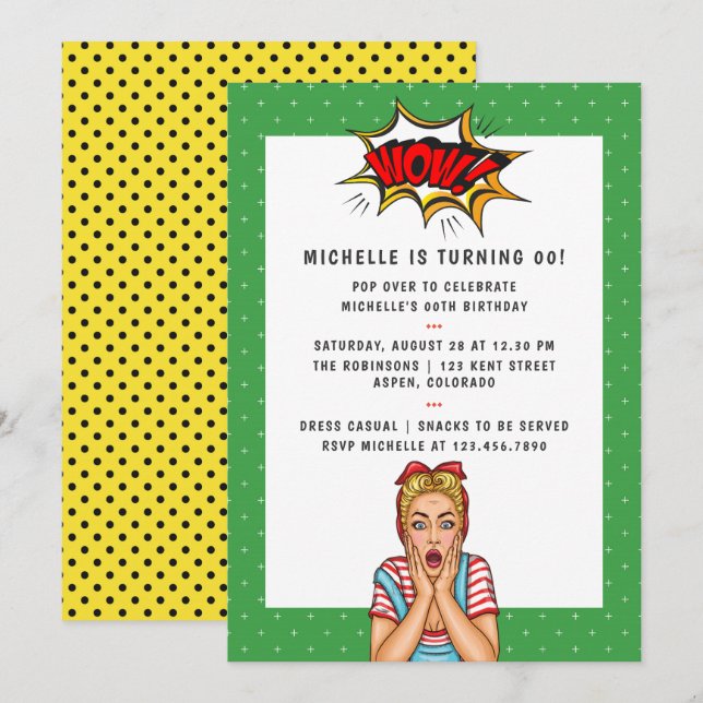 Pop Art Comic Anniversaire Fête Invitation (Devant / Derrière)