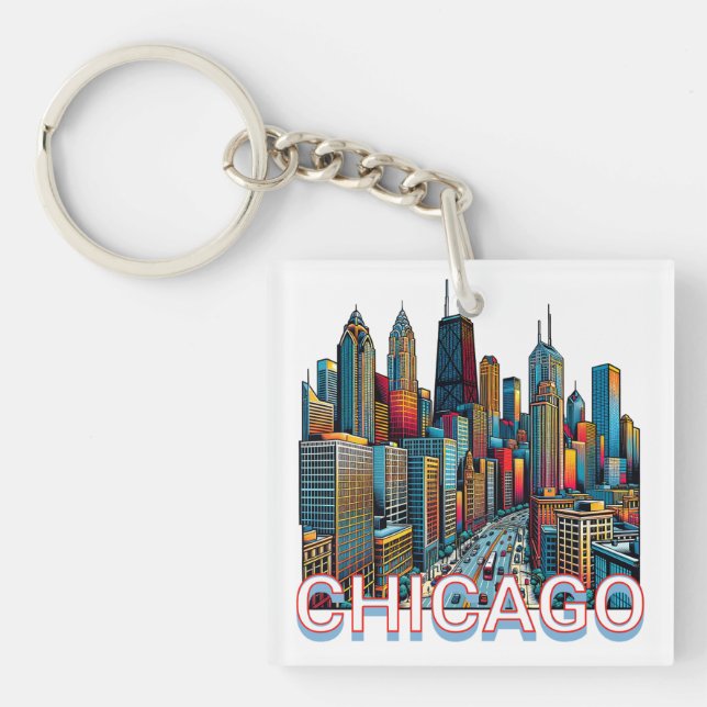 Pop art Comic Book Art Chicago Illinois Skyline (Devant)