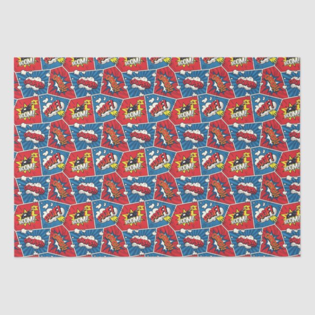 Pop Art Comic Book Panels Tissue Paper (Front)
