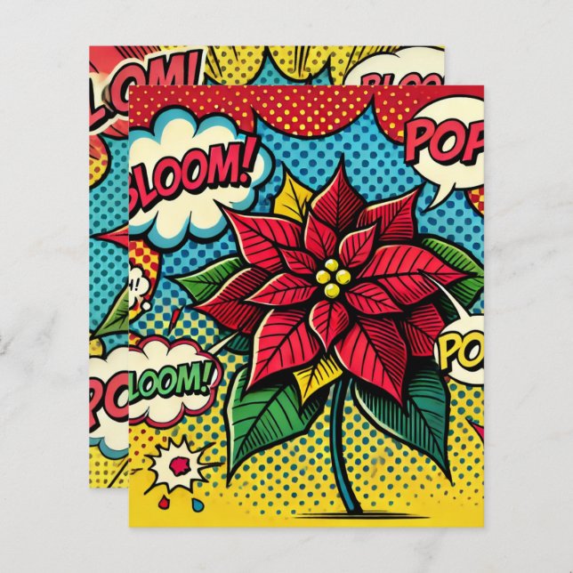 Pop Art Comic Book Poinsettia Scrapbook Paper (Front/Back)
