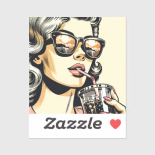 Pop Art Comic Book Pretty Woman Drinking Soda
