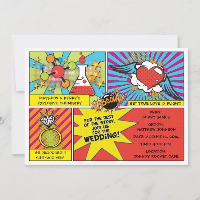 Pop Art Comic Book Wedding Invitation (Front)