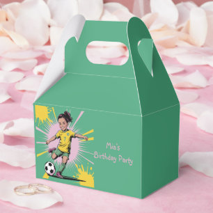Pop Art Comic Girls Soccer Birthday Party Favor Box