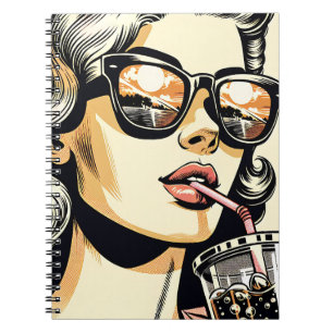 Pop Art Comic Livre Jolie Femme Boire Soda