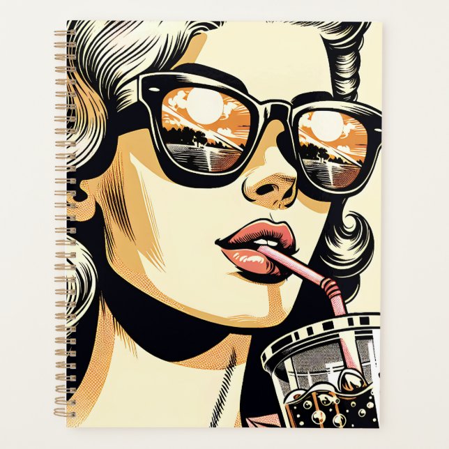 Pop Art Comic Livre Jolie Femme Boire Soda (Devant)