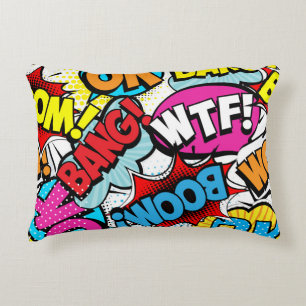 Pop Art Comic: Retro Seamless Pattern Accent Pillow