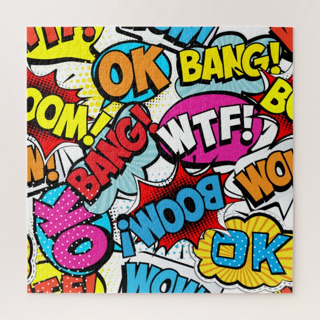 Pop Art Comic: Retro Seamless Pattern Jigsaw Puzzle (Vertical)