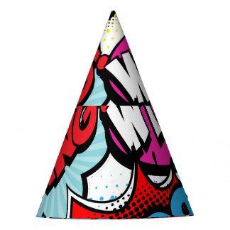 Pop Art Comic: Retro Seamless Pattern Party Hat