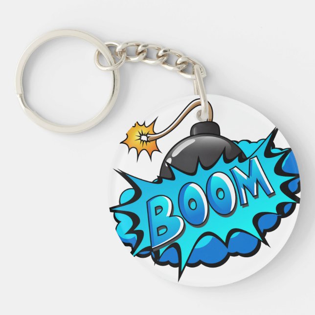 Pop Art Comic Style Bomb Boom! Keychain (Front)