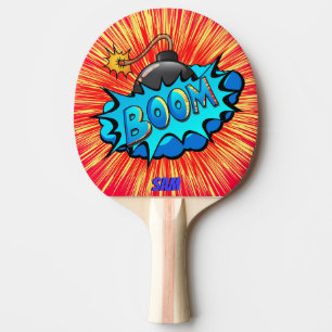 Pop Art Comic Style Bomb Boom! Personalized Ping Pong Paddle