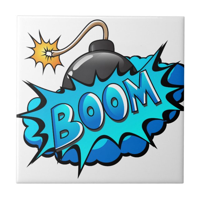 Pop Art Comic Style Bomb Boom! Tile (Front)