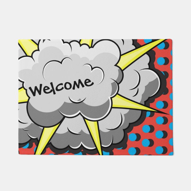 Pop Art Comic Style Explosion Doormat (Front)
