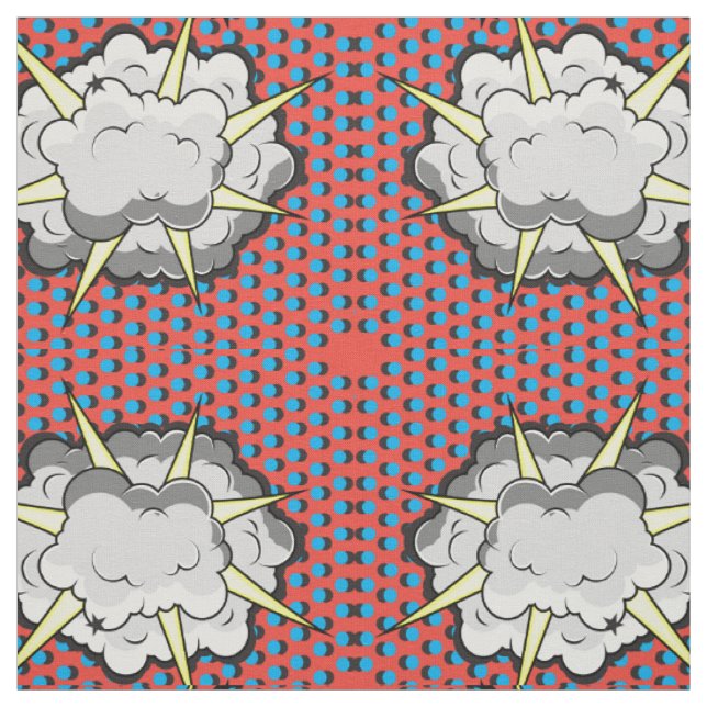 Pop Art Comic Style Explosion Fabric (Swatch)