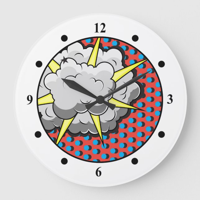 Pop Art Comic Style Explosion Large Clock (Front)