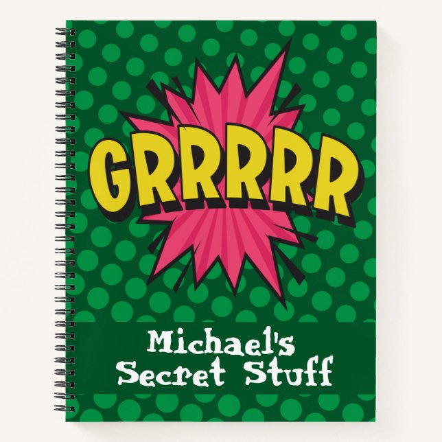 Pop art comic style personalized notebook (Front)