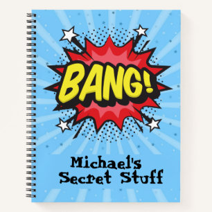 Pop art comic style personalized notebook