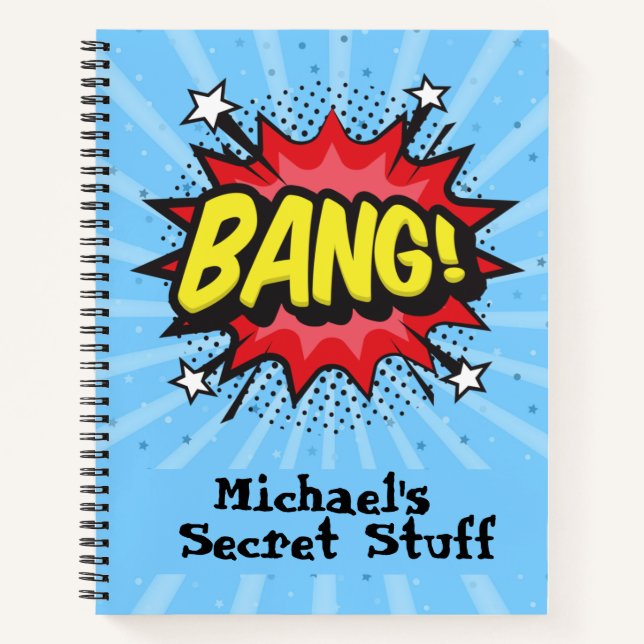 Pop art comic style personalized notebook (Front)