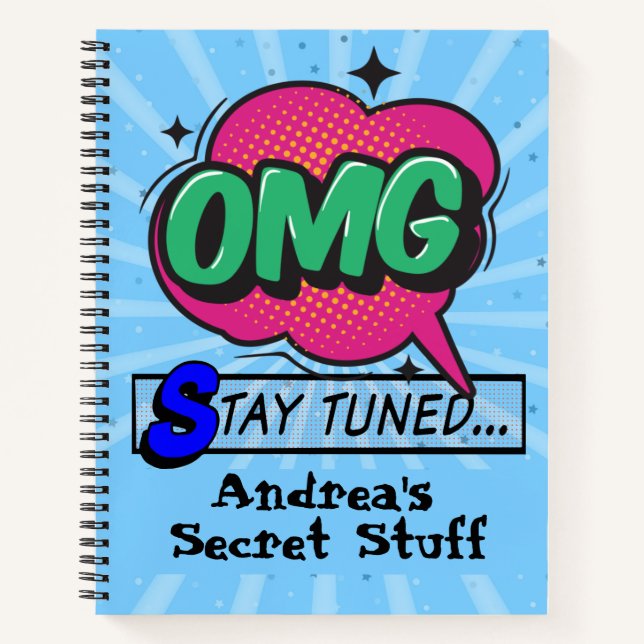 Pop art comic style personalized notebook (Front)