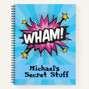 Pop art comic style personalized notebook
