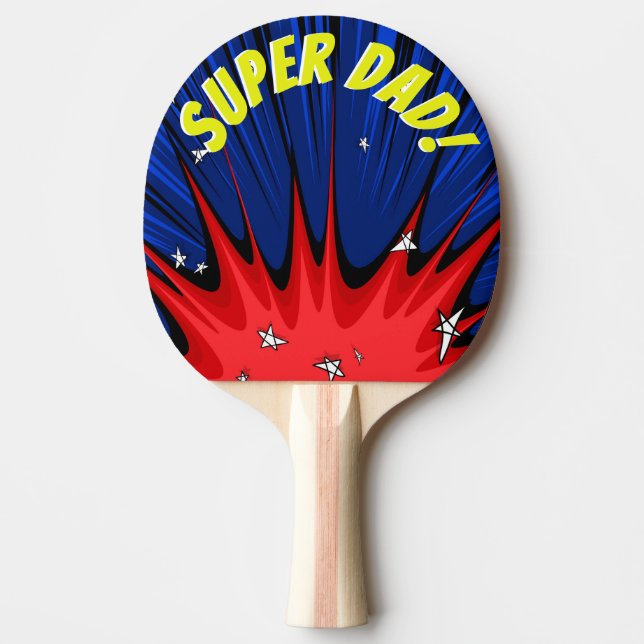 Pop Art Comic Style Super Dad Personalized Ping Pong Paddle (Front)
