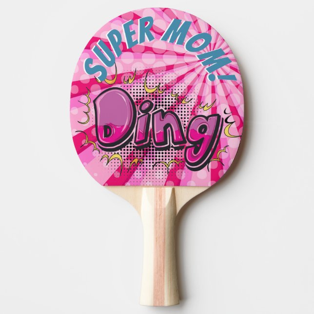 Pop Art Comic Style Super Mom Personalized Ping Pong Paddle (Front)