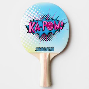 Pop Art Comic Style Superhero Ka-pow! Personalized Ping Pong Paddle