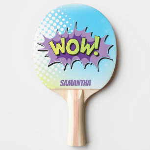 Pop Art Comic Style Superhero Wow! Personalized Ping Pong Paddle