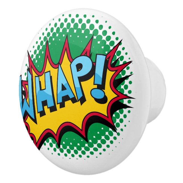 Pop Art Comic Style Whap! Ceramic Knob (Right)