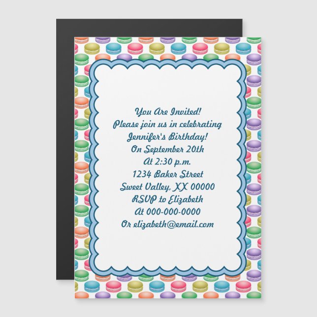 Pop Art Cookies Colourful Macarons Magnetic Invitation (Front/Back)