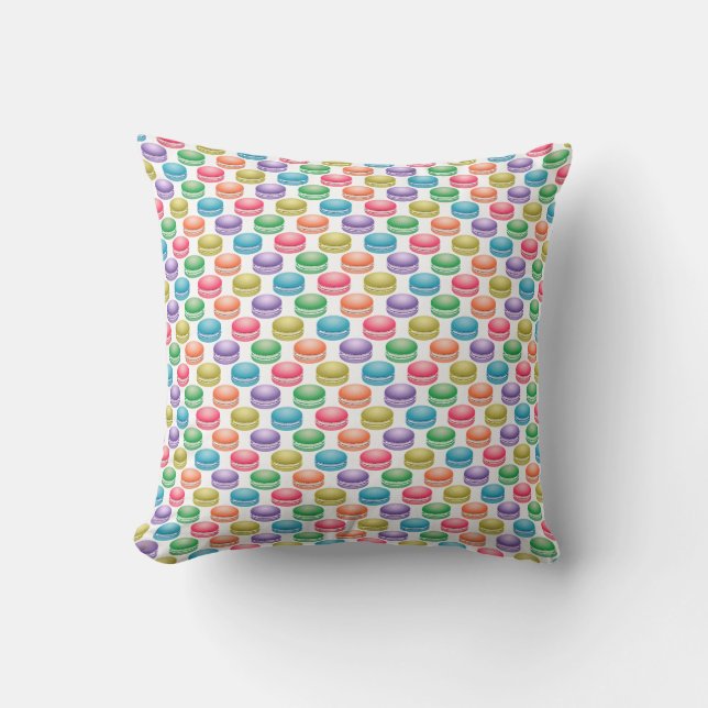 Pop Art Cookies Colourful Macarons Throw Pillow (Front)