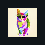 Pop Art cool cat kitty cat art Canvas Print<br><div class="desc">A cool arty design of a colourful cat with sunglasses in pop art style. For cat lovers.</div>