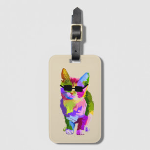 Pop Art cool cat kitty cat art Luggage Tag