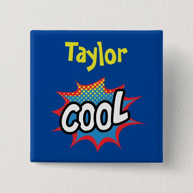 Pop art cool design 2 inch square button (Front)