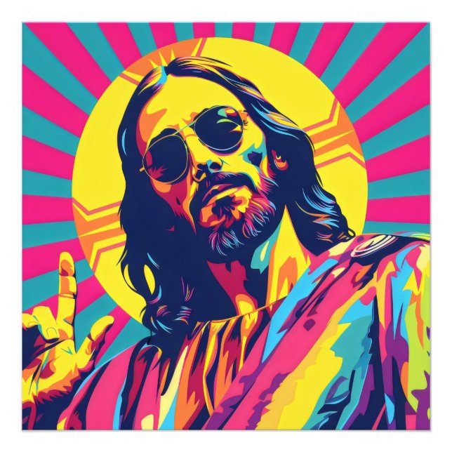 Pop Art Cool Jesus Photo Print (Front)