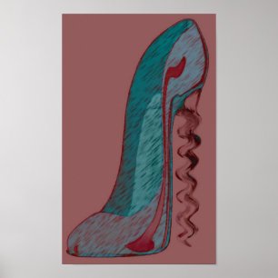 Pop-art Corkscrew Stiletto Shoe Art Print
