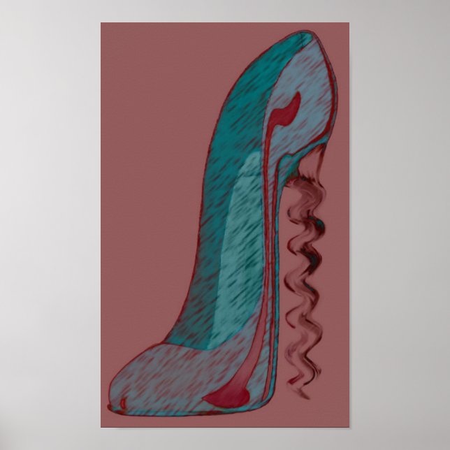 Pop-art Corkscrew Stiletto Shoe Art Print (Front)