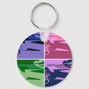 Pop Art Corvettes Keychain
