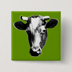 Pop Art Cow 2 Inch Square Button